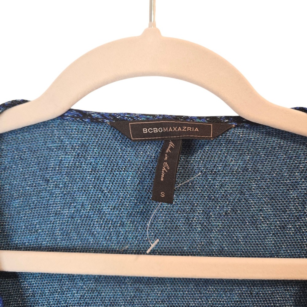 BCBGMAXAZRIA Wrap Dress Women Small Blue Black Space Dye Knit Long Sleeve NEW - Picture 2 of 8